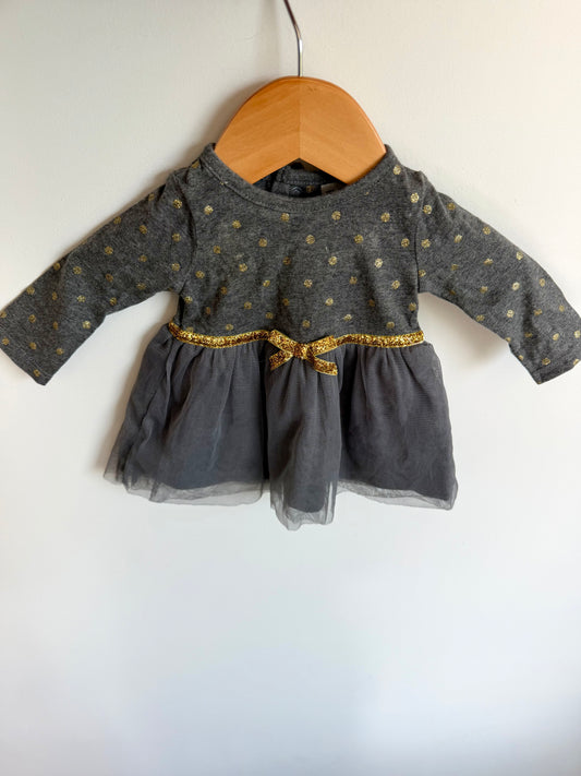 Newborn Grey + Gold Dress / 0m