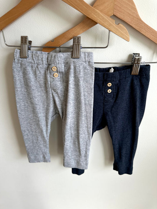 H&M Grey + Blue Pants (2) / 6-9m