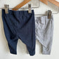 H&M Grey + Blue Pants (2) / 6-9m