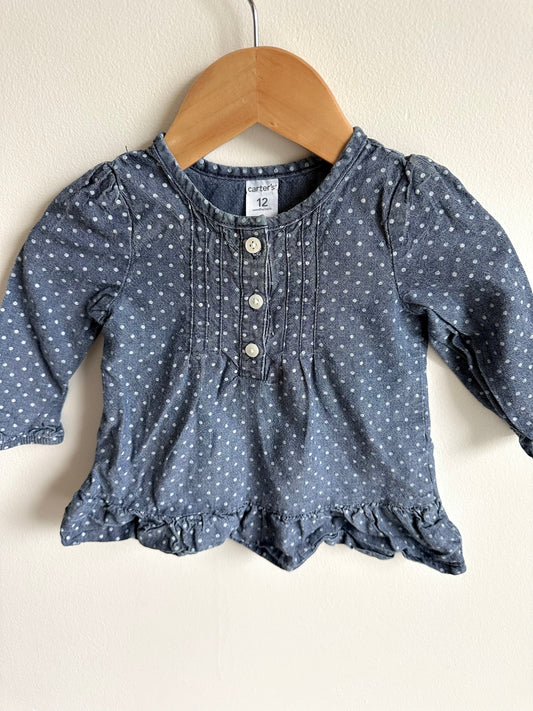 Chambray Dotted Top / 12m