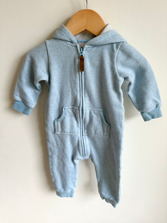 Blue Striped Jumpsuit with Hood / 12m