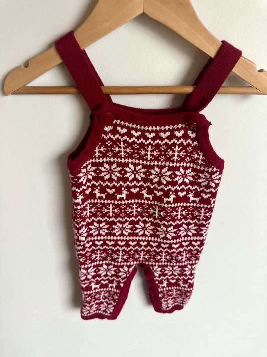 Red Christmas Overalls / 0-3m