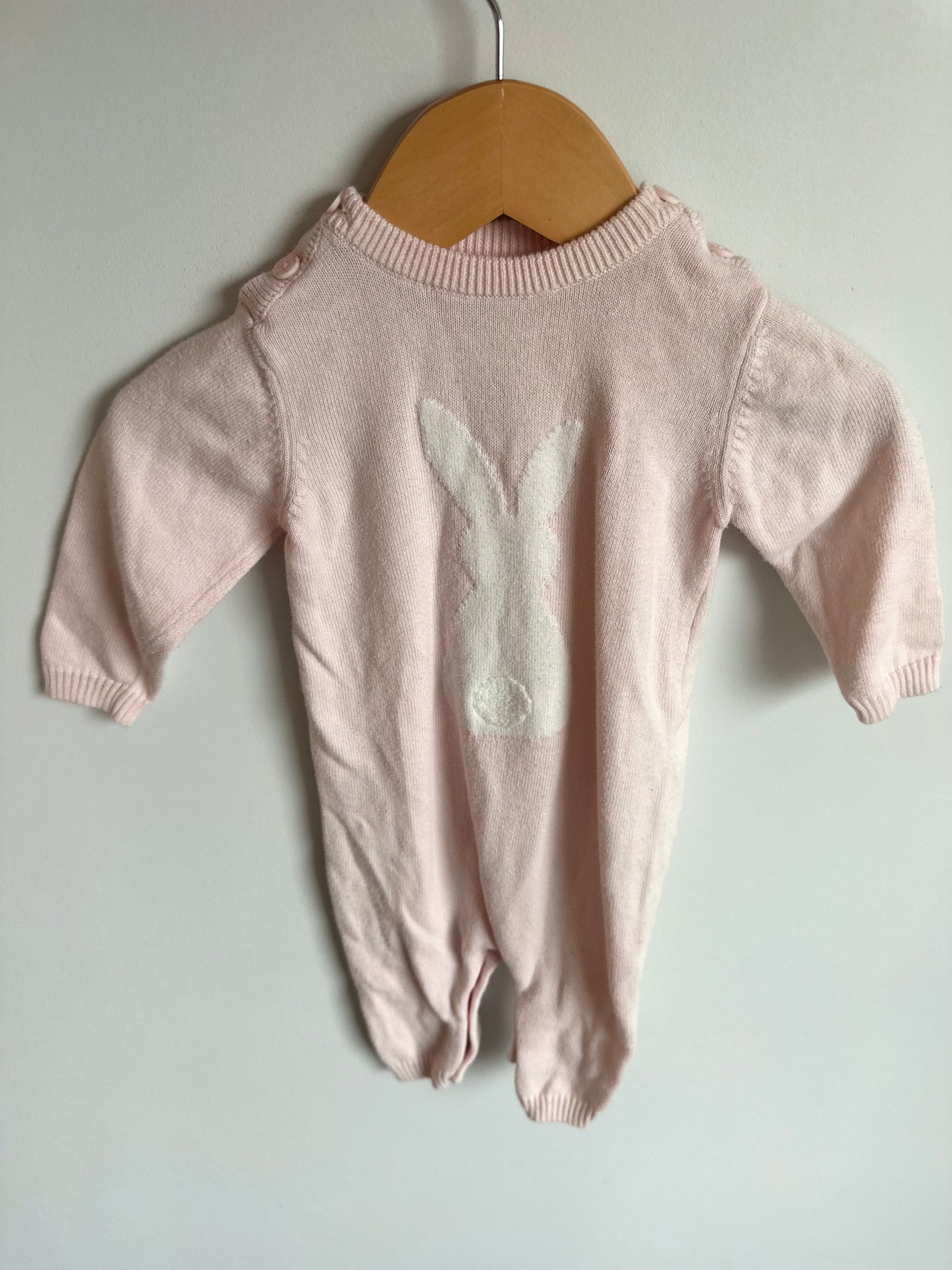Pink Bunny Back Jumpsuit / 3-6m