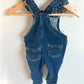 Ruffle Shoulder Denim Overalls / 6-12m