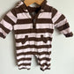 Brown + Pink Hood Jumpsuit / 3-6m