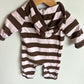 Brown + Pink Hood Jumpsuit / 3-6m