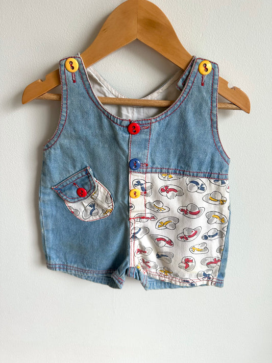 Vintage Deim Sun Hats Overalls / 12m