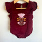 Maroon Bodysuit with Embroidered Flowers / 9-12m