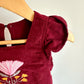 Maroon Bodysuit with Embroidered Flowers / 9-12m