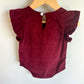 Maroon Bodysuit with Embroidered Flowers / 9-12m