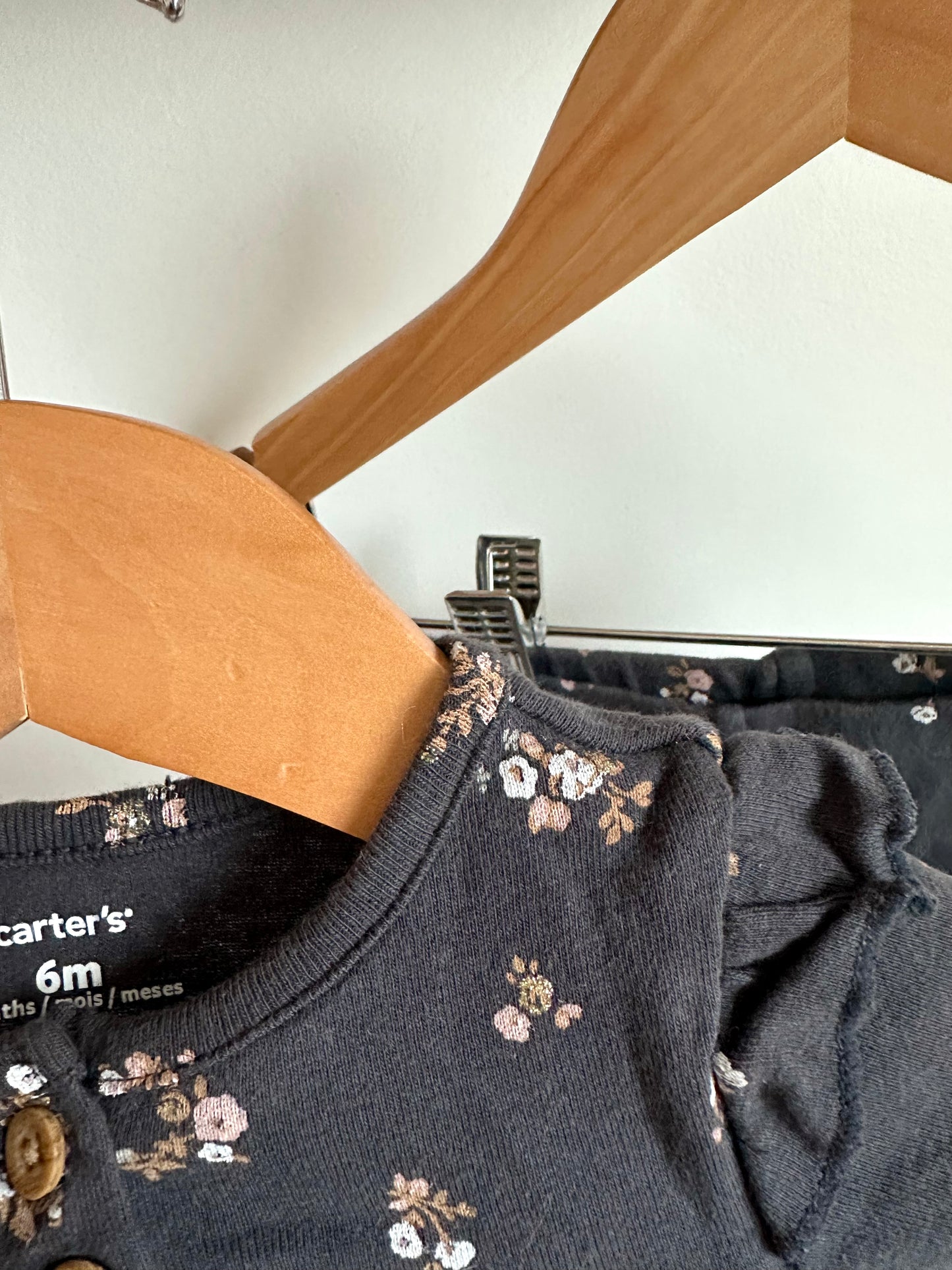 Ebony Floral Top + Pants Set / 6m