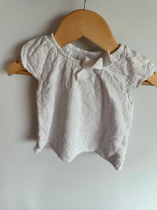 H&M White Bow Top / 4-6m