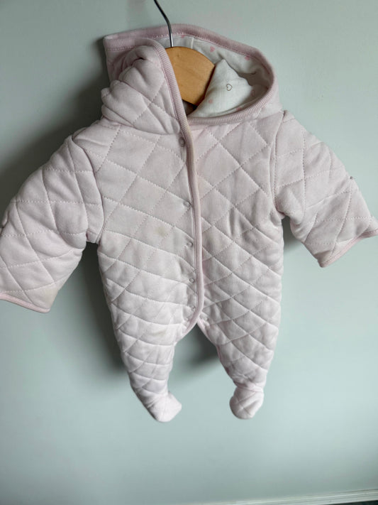 Pink Quilted Bunting Suit / 0-3m