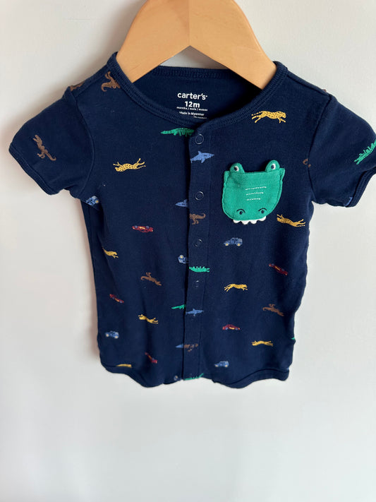Navy Alligator Romper / 12m