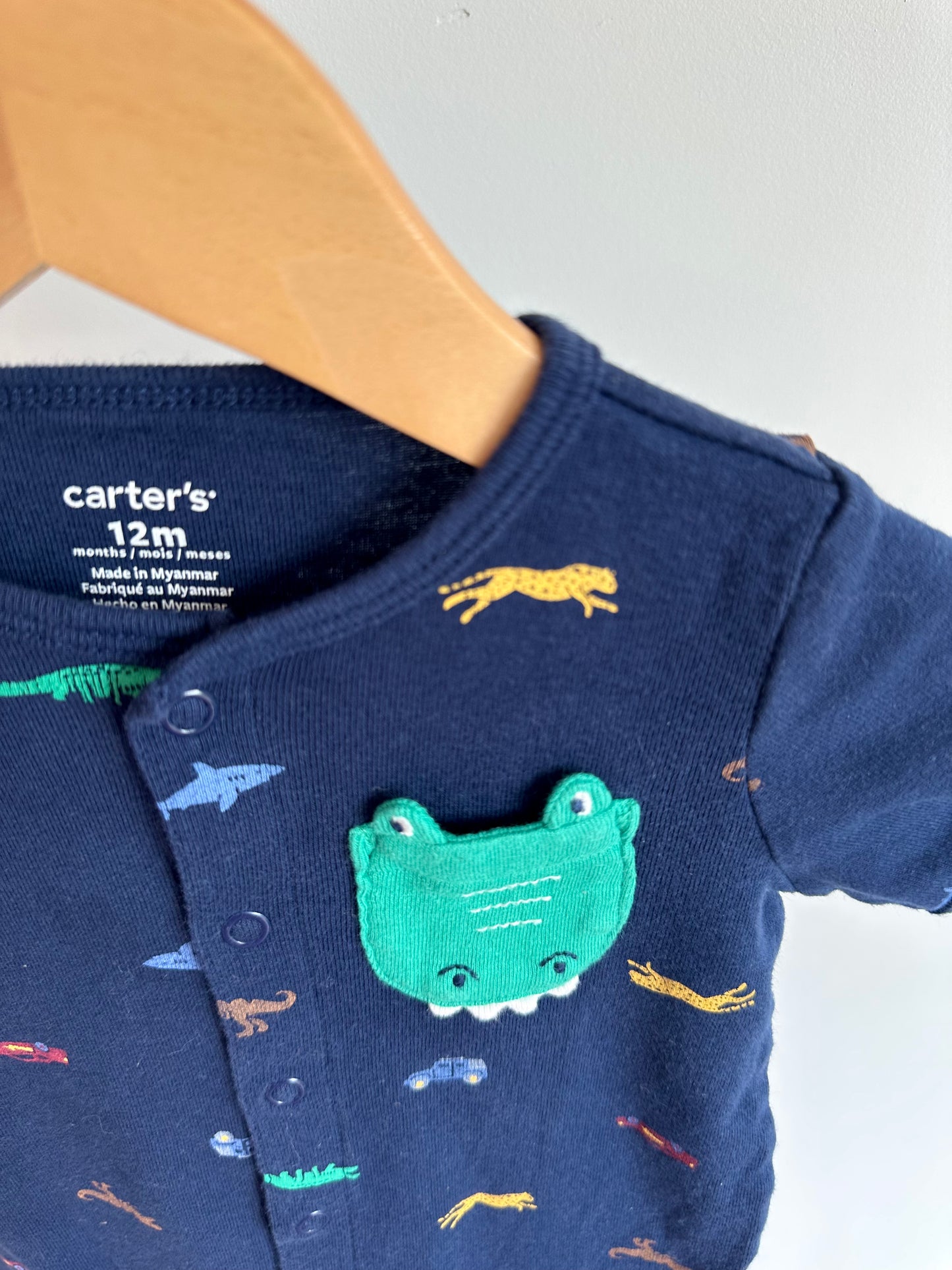 Navy Alligator Romper / 12m
