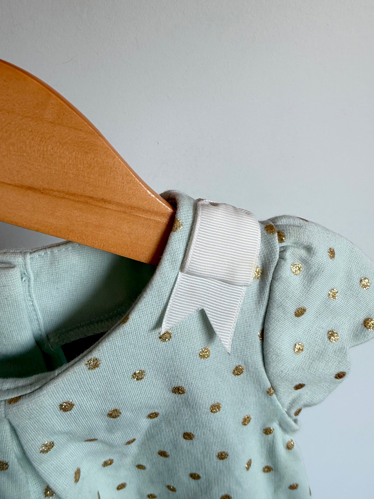 Teal + Gold Dotted Dress / 12-18m