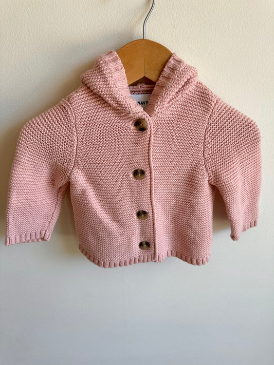 Pink Knit Hoodie / 3-6m