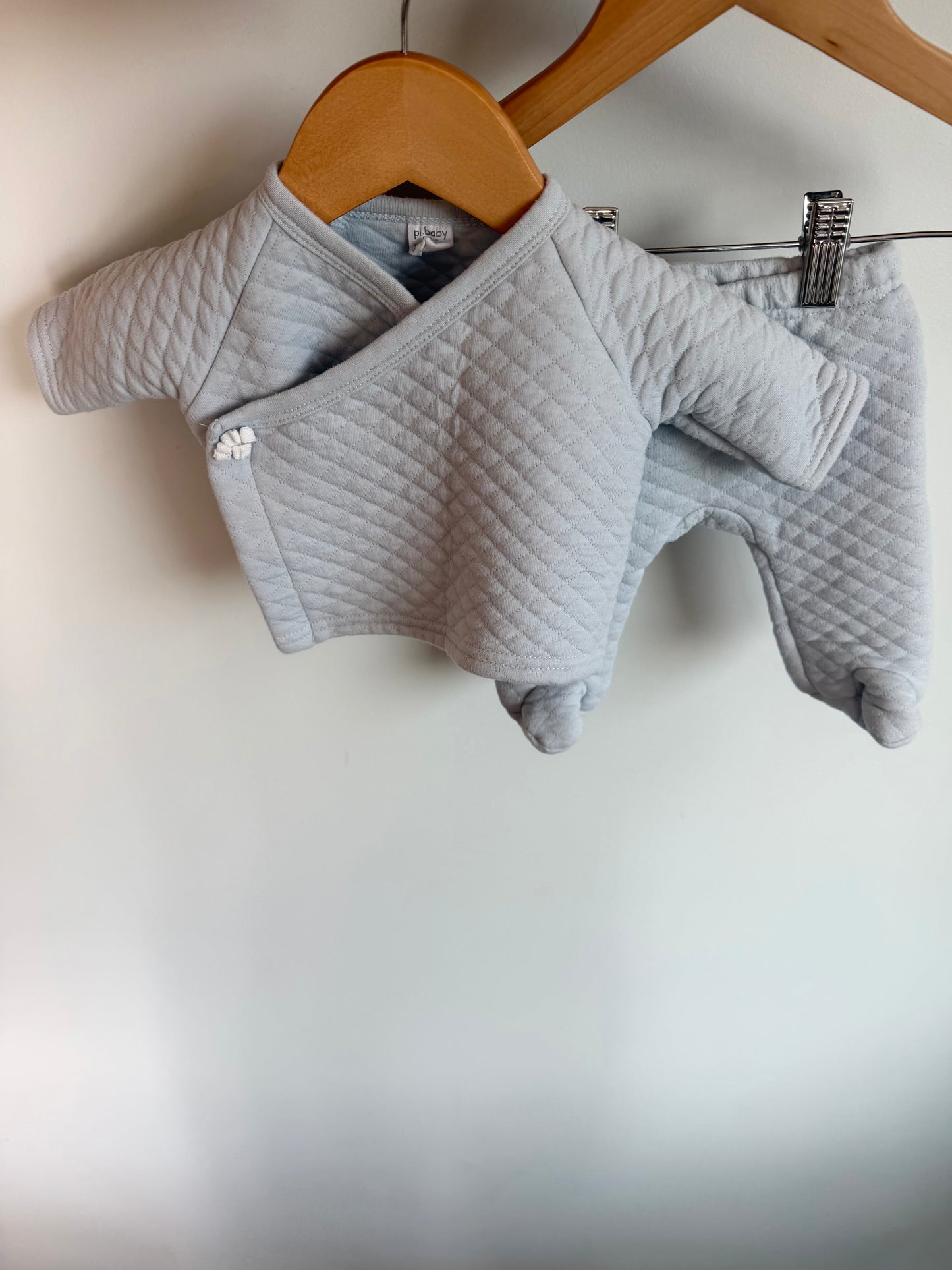 Newborn Blue Quilted Top + Bottoms Set / 0m