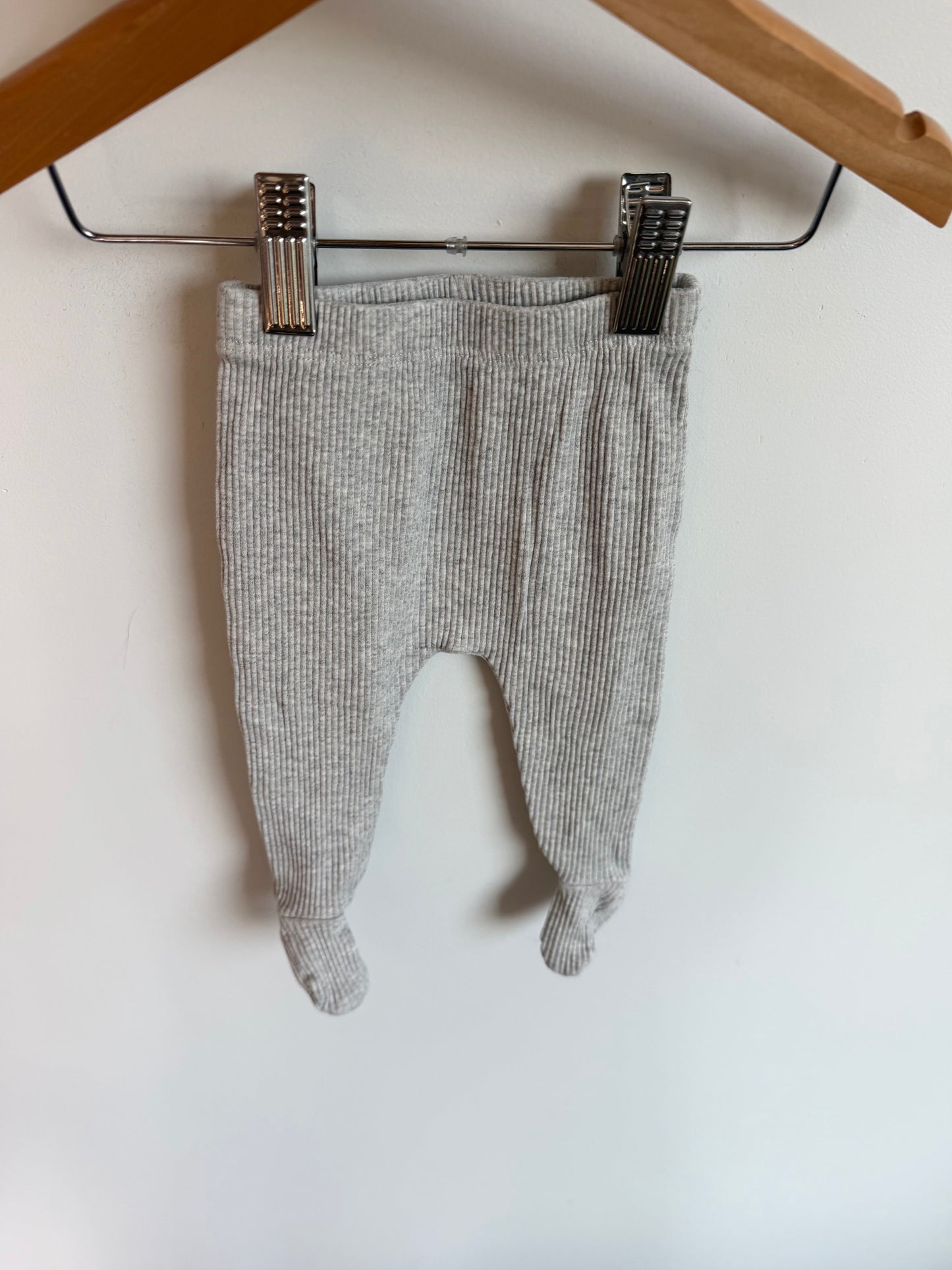 Zara Grey Rib Footed Pants / 0-1m