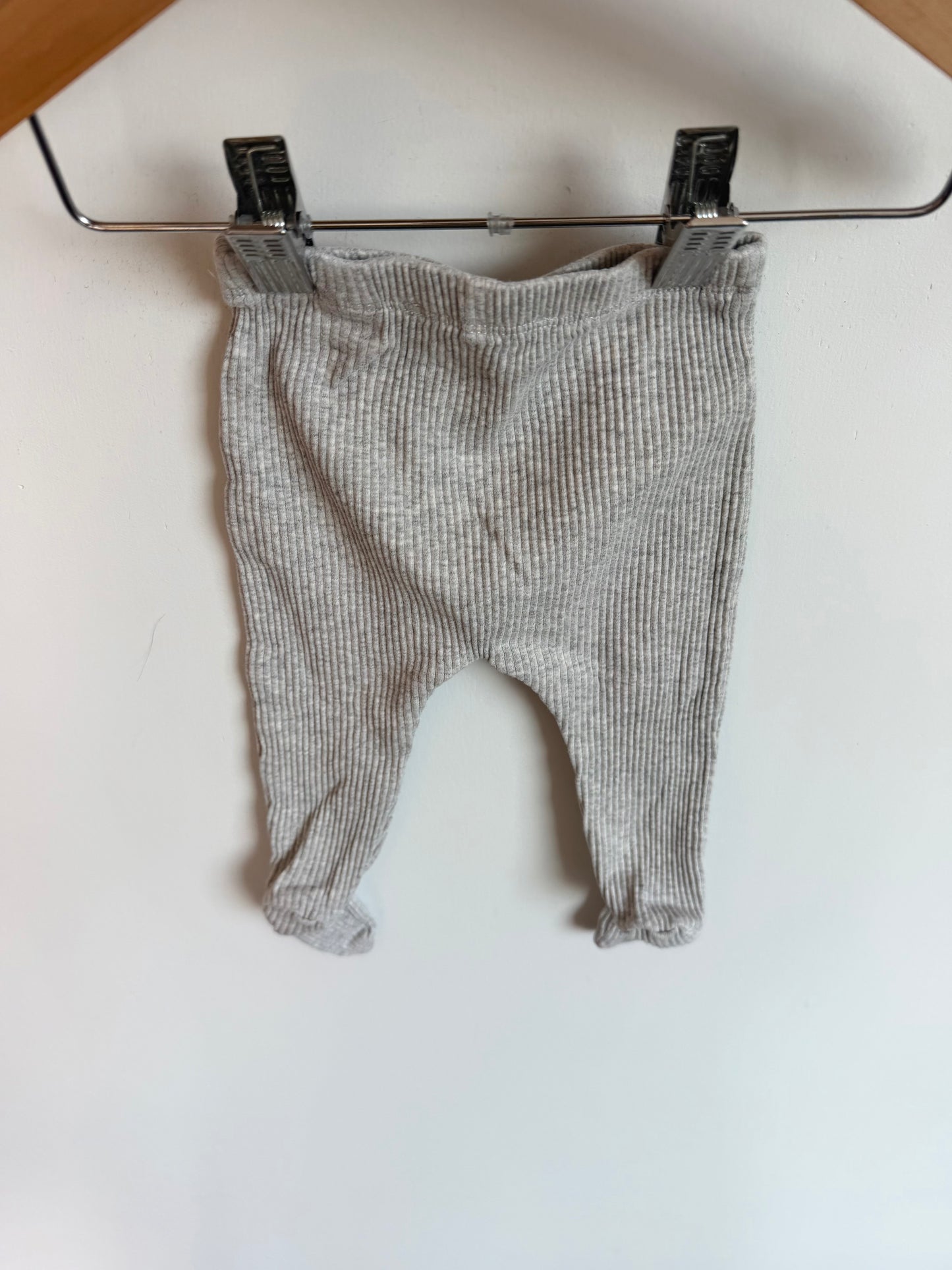 Zara Grey Rib Footed Pants / 0-1m