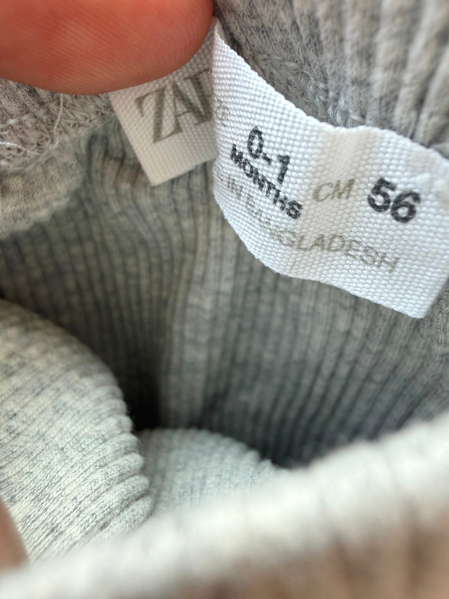 Zara Grey Rib Footed Pants / 0-1m