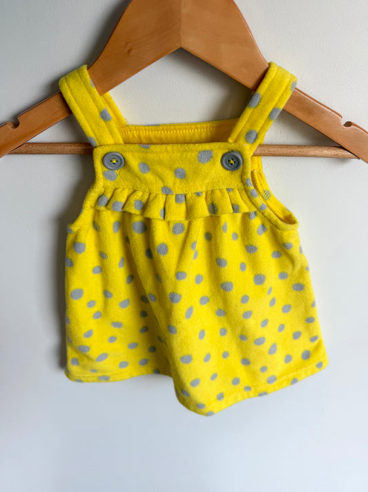 Yellow Dotted Fleece Dress / 3m
