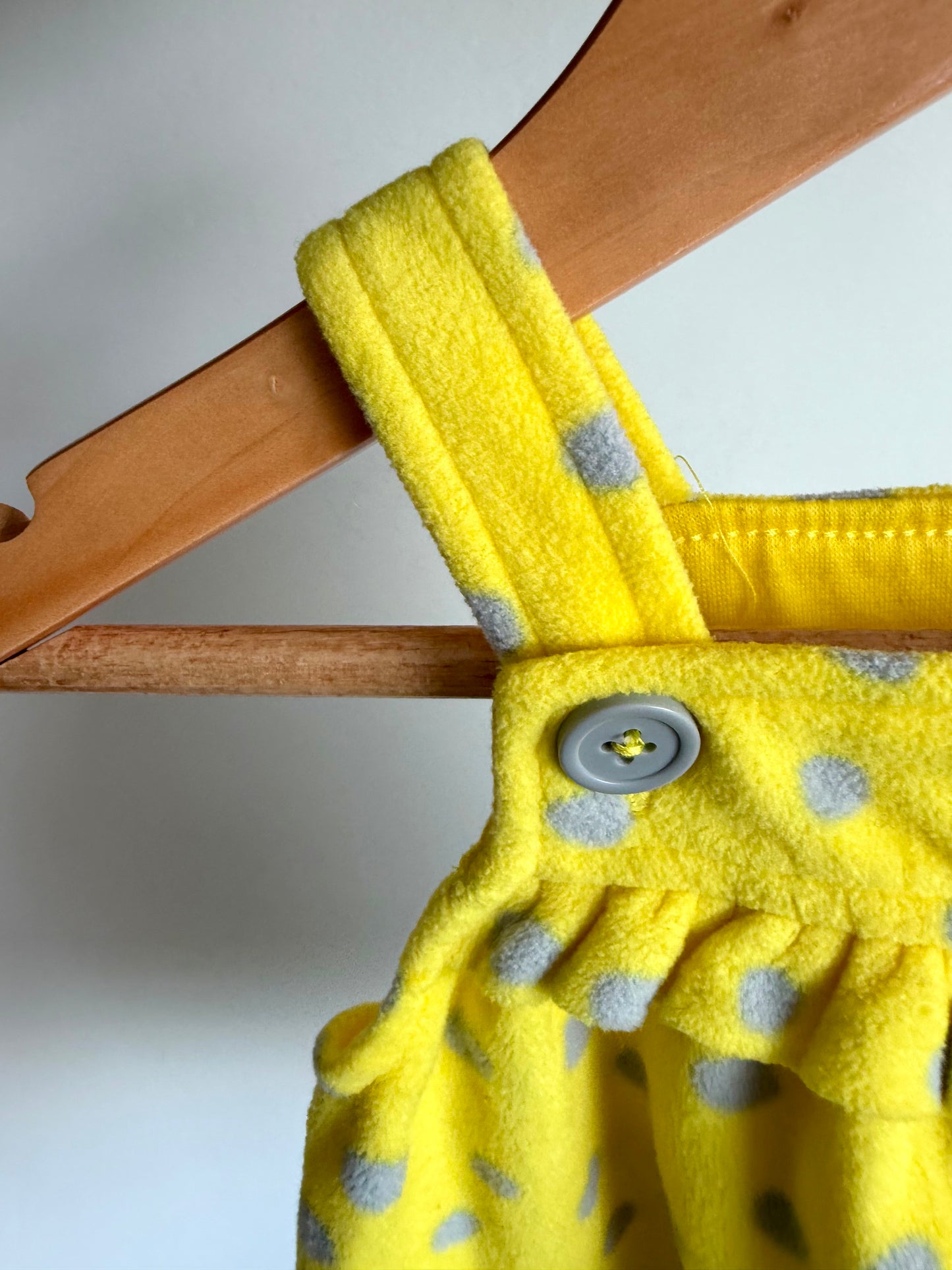 Yellow Dotted Fleece Dress / 3m