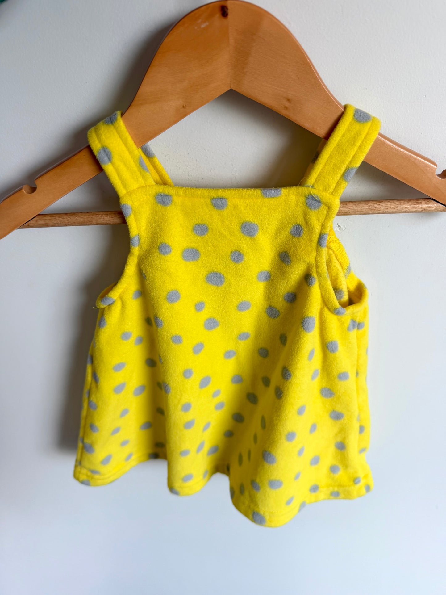 Yellow Dotted Fleece Dress / 3m