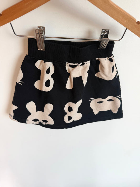Organic Cotton Black Animal Mask Skirt / 6-12m
