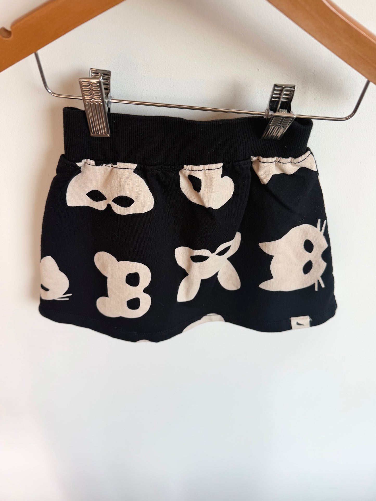 Organic Cotton Black Animal Mask Skirt / 6-12m