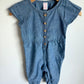 Chambray Short Sleeve Jumpsuit / 6-12m