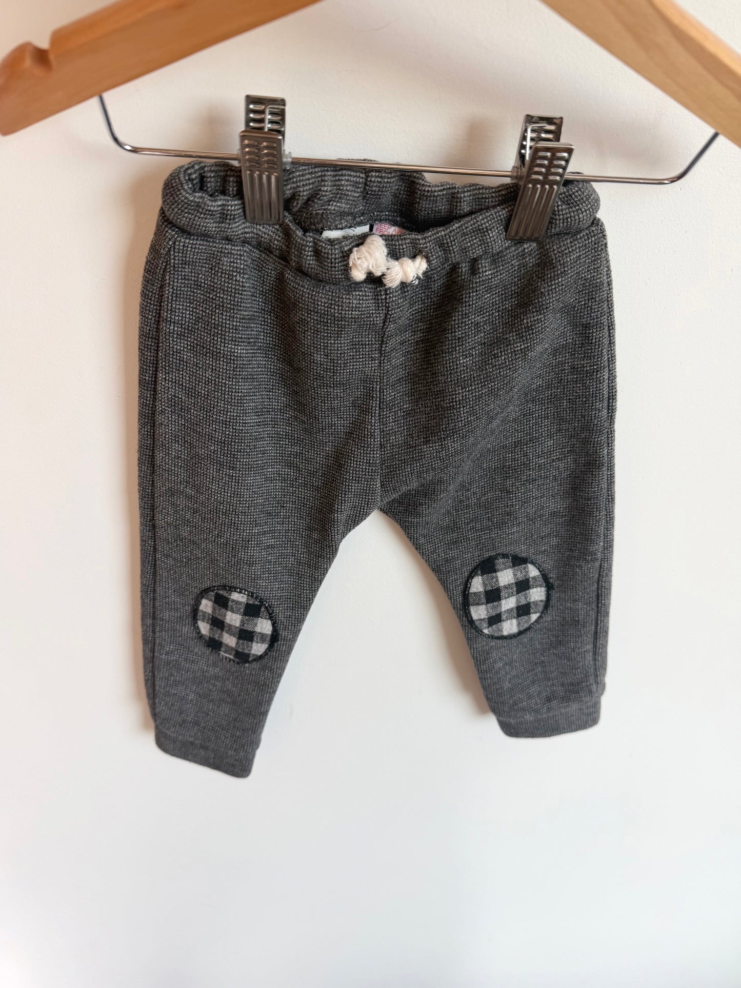 Zara Grey Plaid Knee Patch Pants / 9-12m