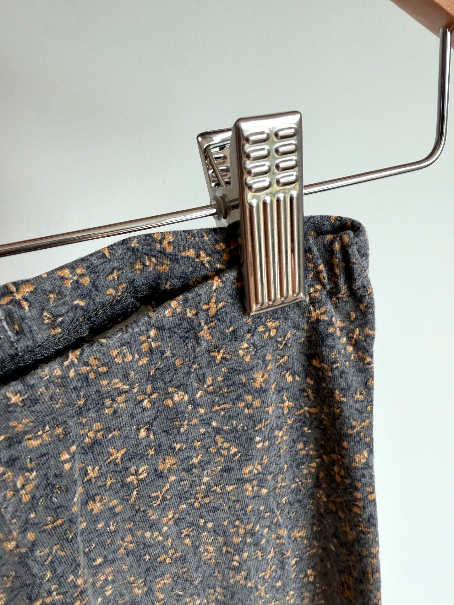 Wheat Sparkle Floral Pants / 6m