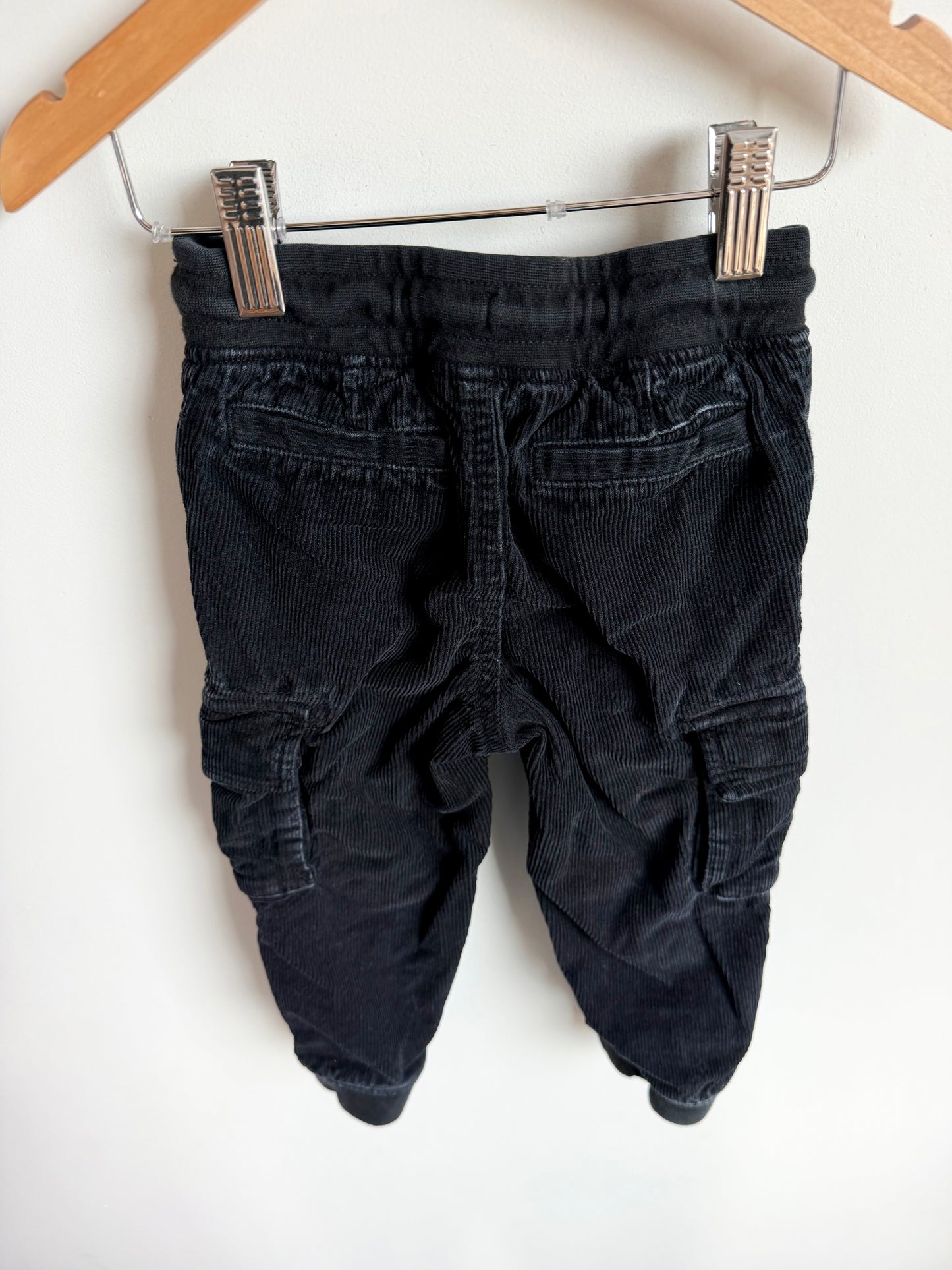 Black Corduroy Cargo Pants / 2T