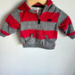 Red Grey Striped Bear Hoodie / 3m