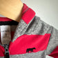 Red Grey Striped Bear Hoodie / 3m