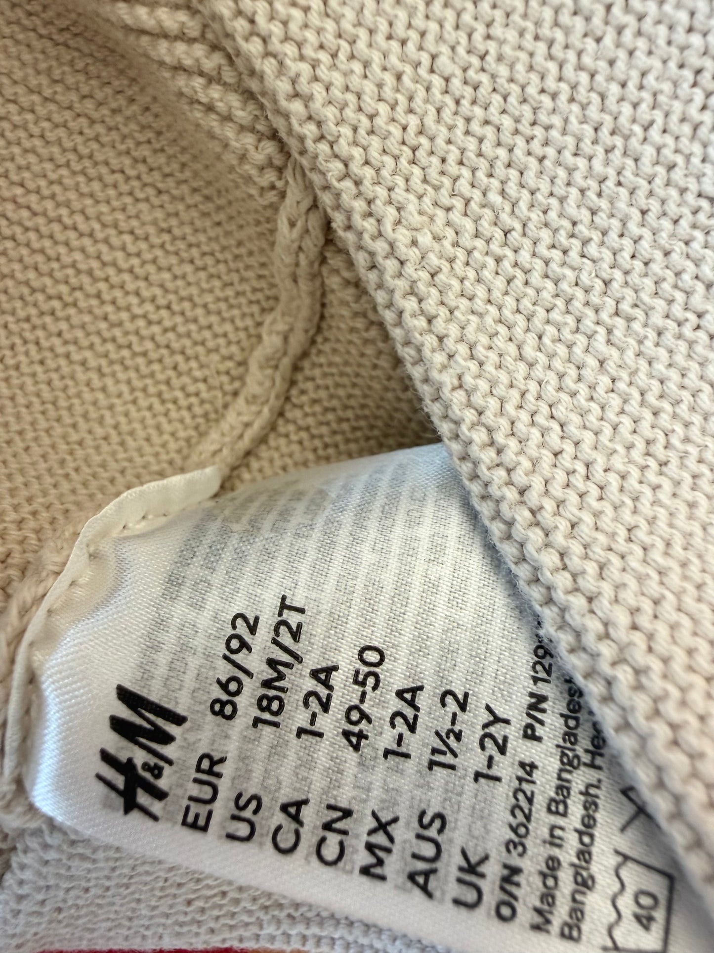 H&M Oat Knit Bear Ear Toque / 12-24m