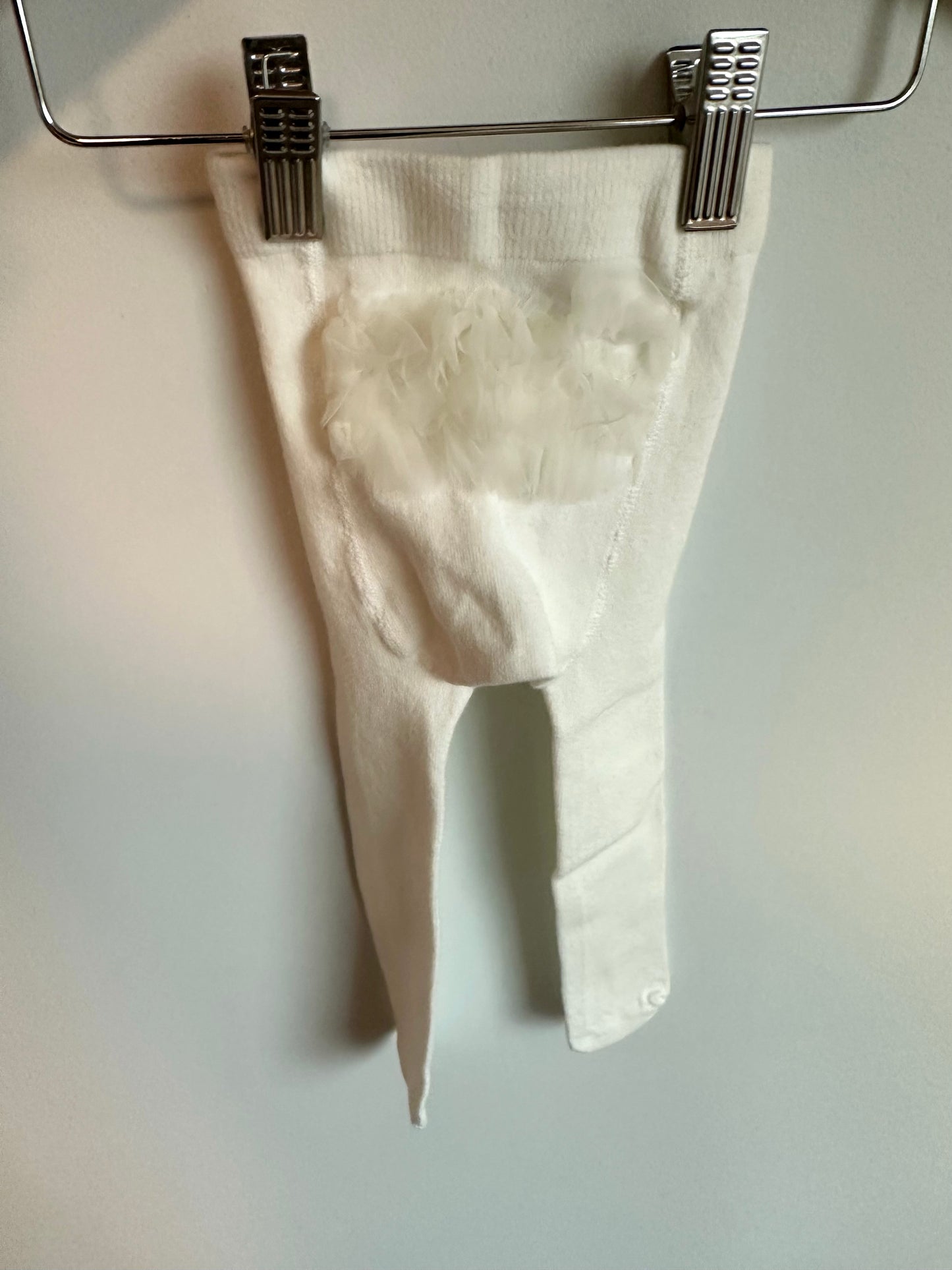 White Ruffle Bottom Tights / 6-12m