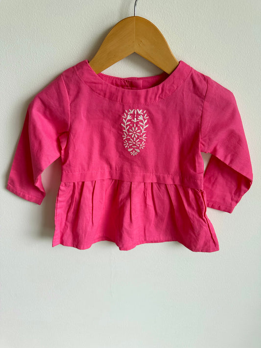 Pink + White Pattern Tunic / 12m