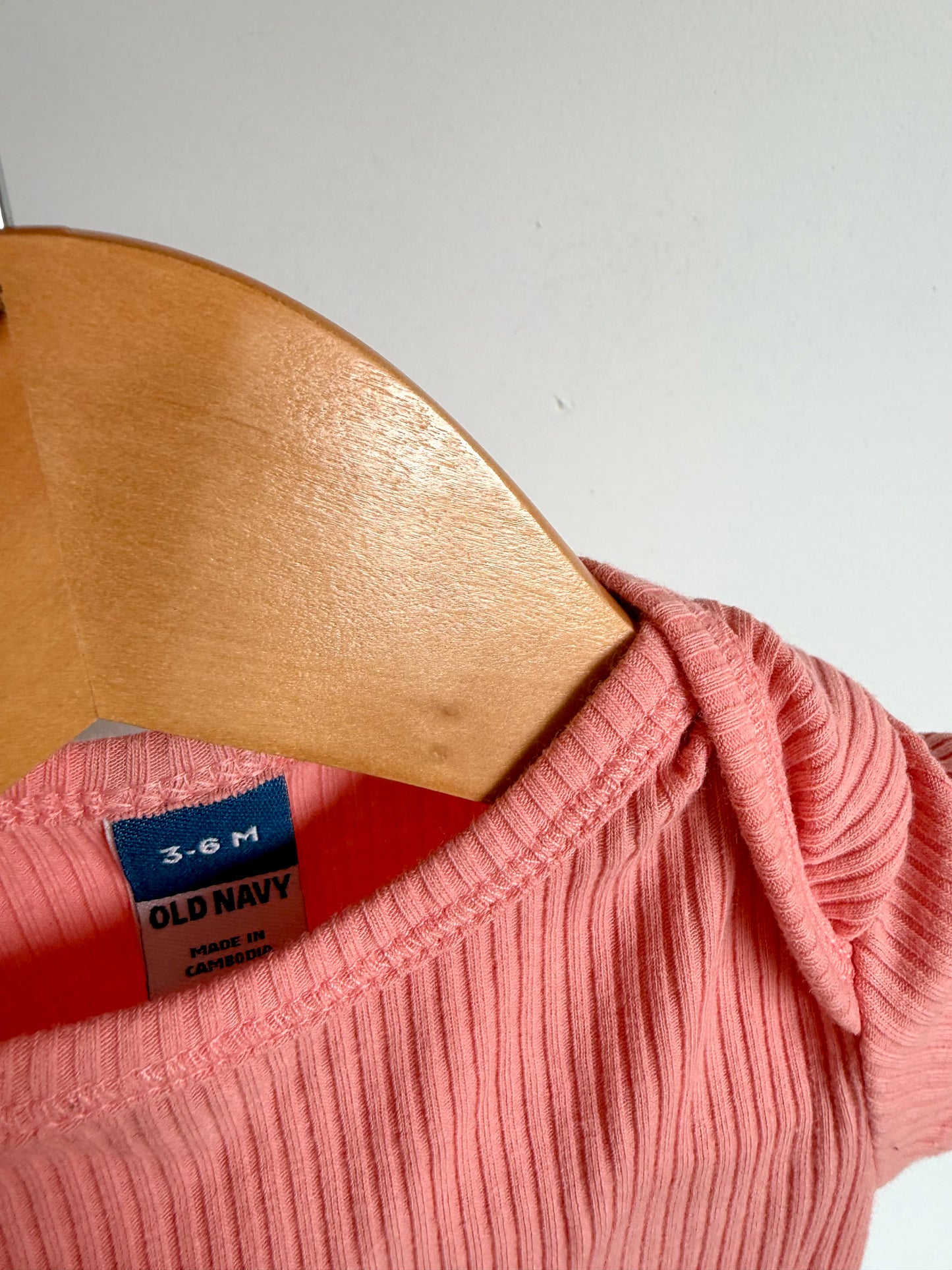 Coral Ribbed Bodysuit / 3-6m