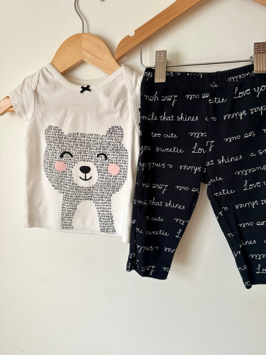 Bear T-shirt and Ruffle Pants Set / 6m