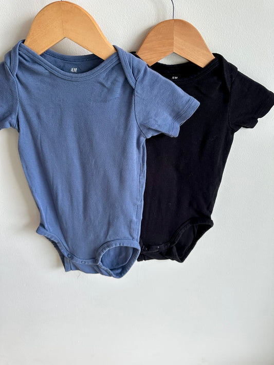 H&M Blue + Black Bodysuits / 18-24m