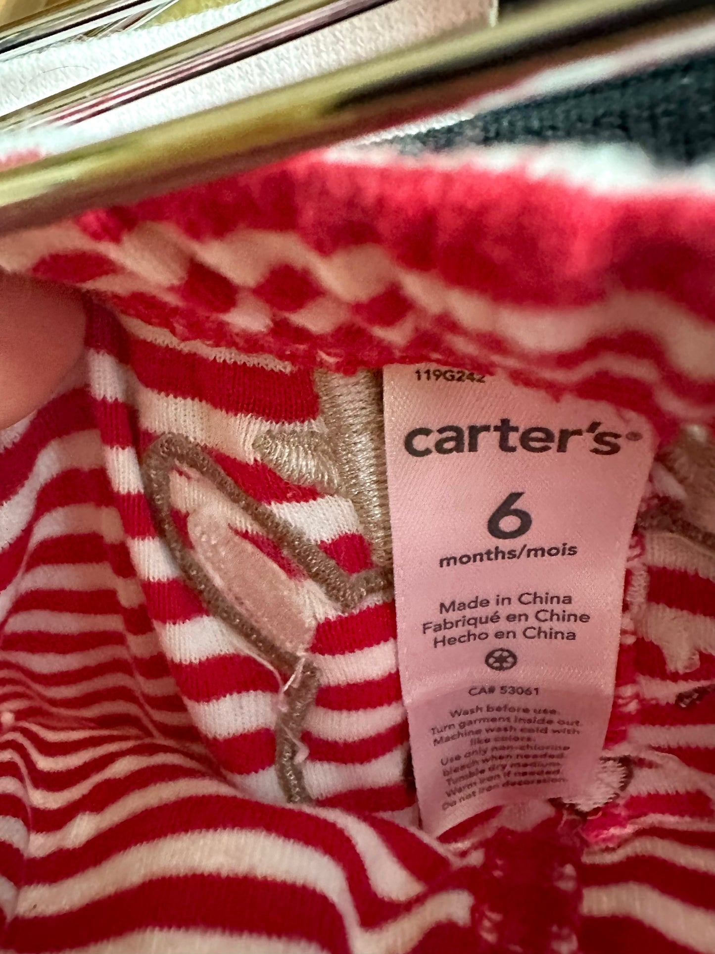 Deer Red + White Stripe Pants / 6m