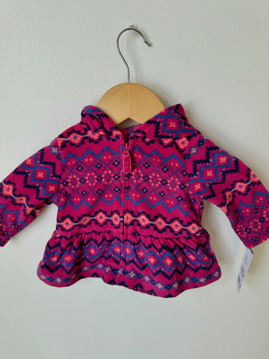 Pink Patterned Fleece Hoodie (With Tags) / 3m