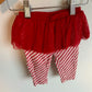 Red + White Striped Tutu Pants / 6m