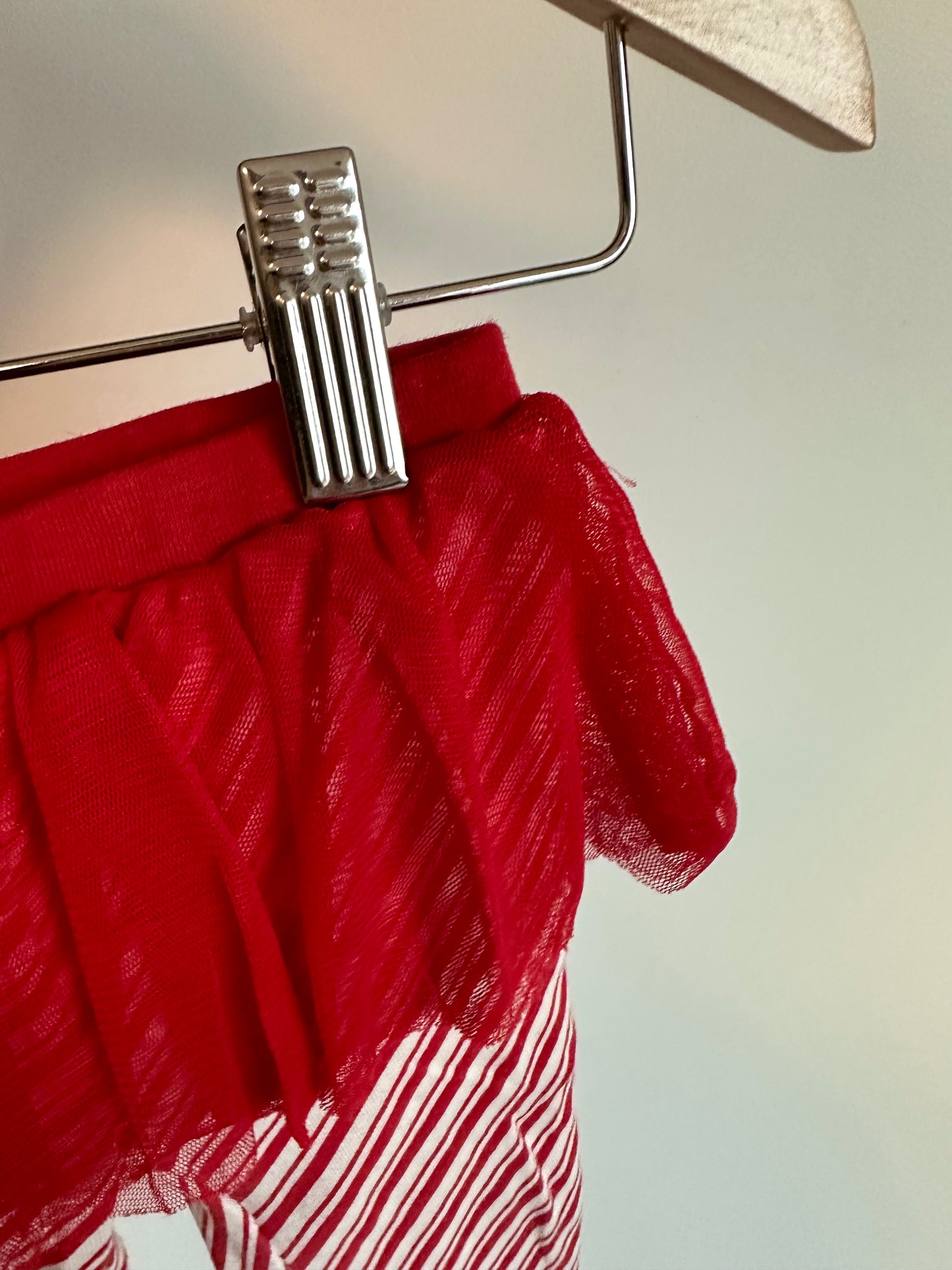 Red + White Striped Tutu Pants / 6m
