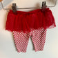 Red + White Striped Tutu Pants / 6m