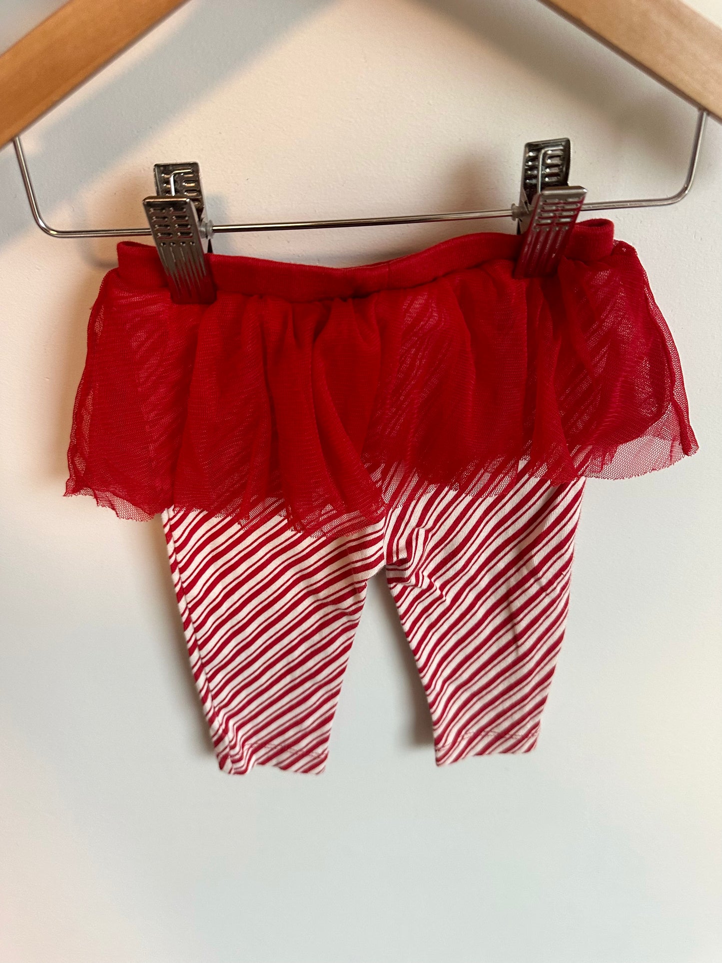 Red + White Striped Tutu Pants / 6m