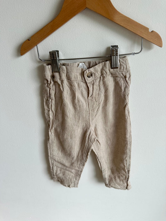 H&M Tan Linen Slacks / 9-12m