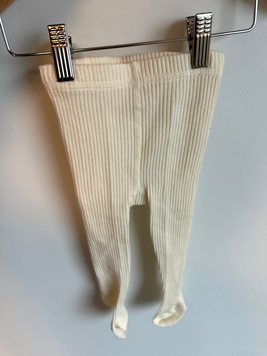 Cream Ribbed Footed Tights / 12m